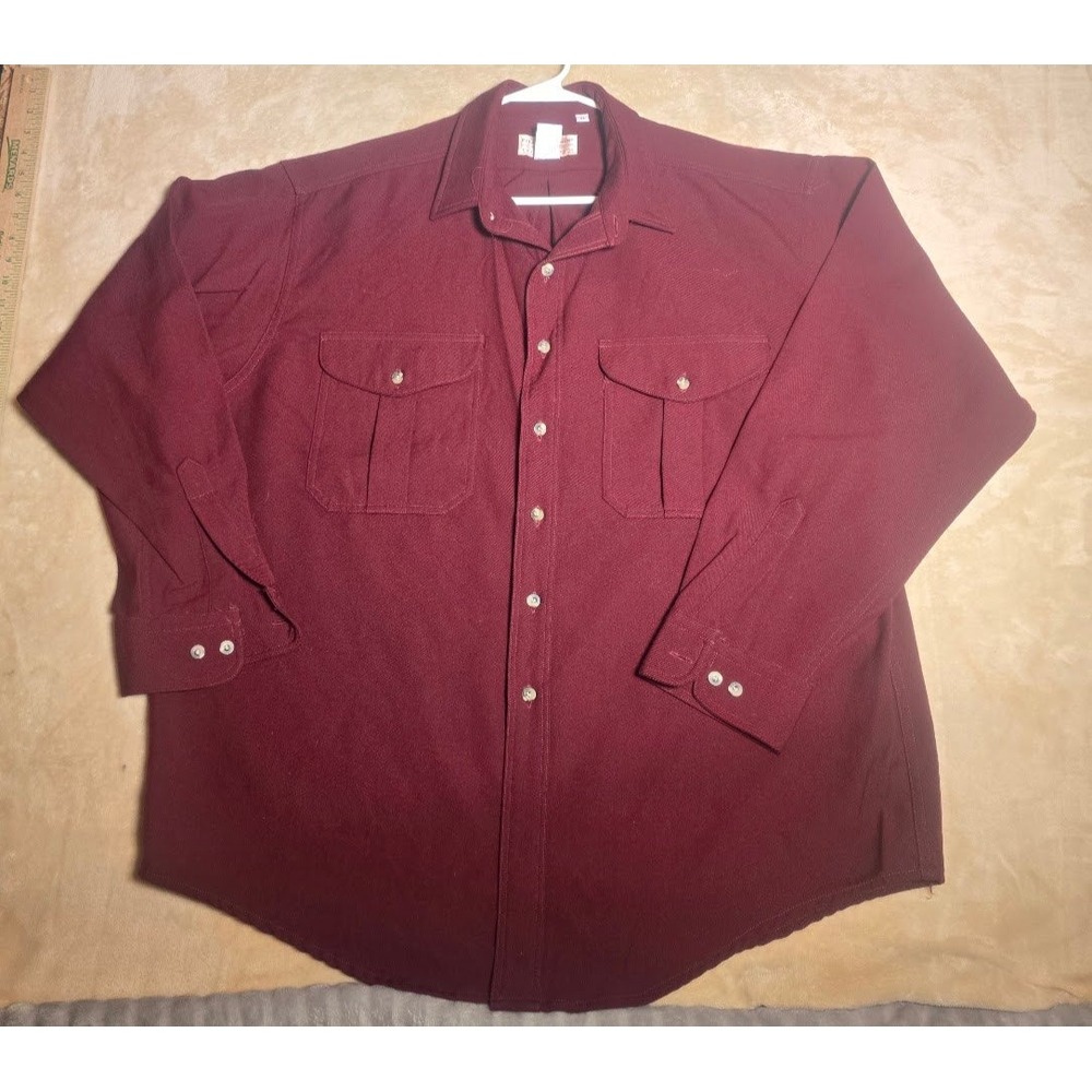 Filson Northwest Wool Shirt Mens XL Burgundy Maroon 100% Virgin Wool USA 865